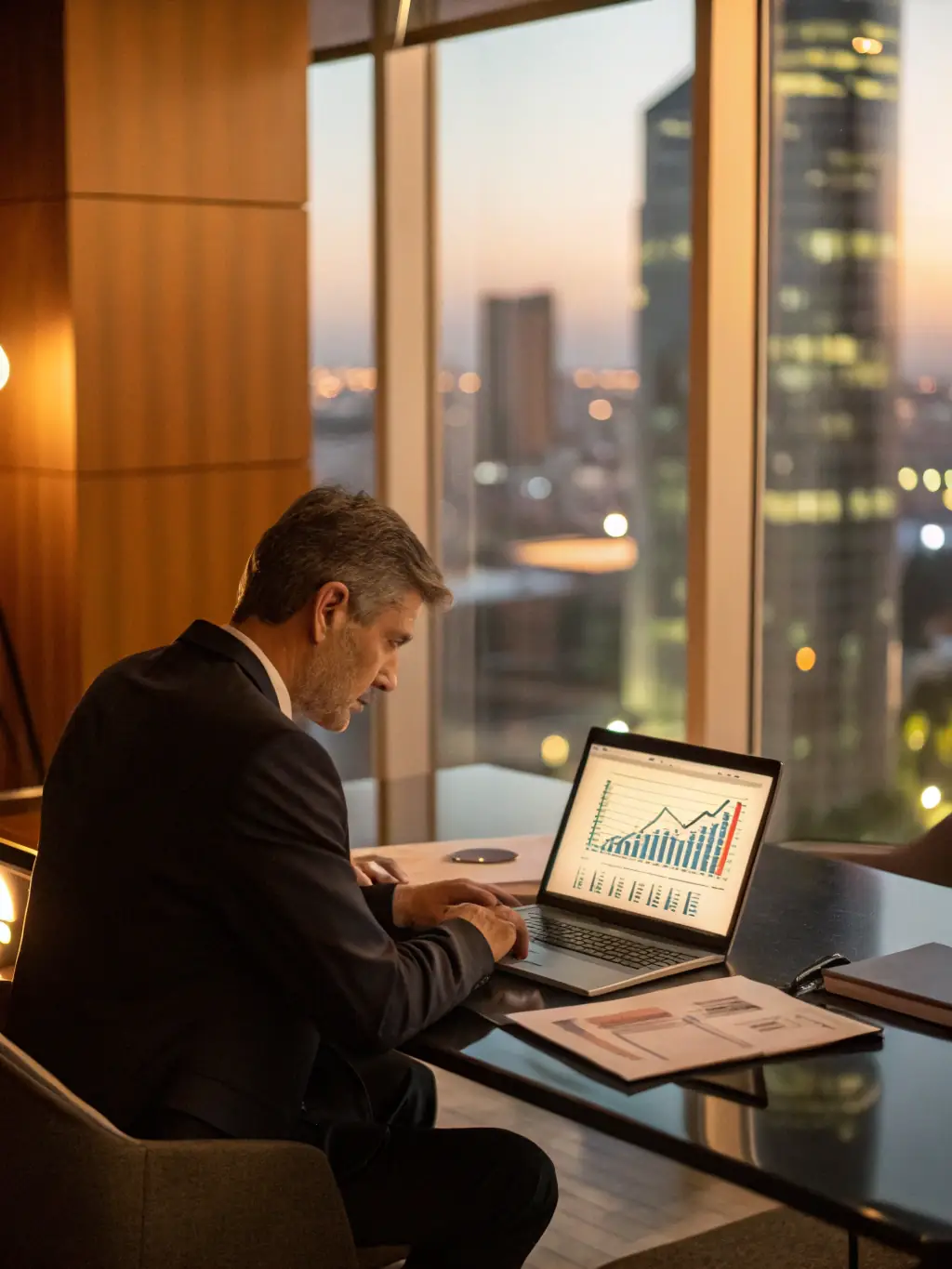 A dedicated account manager reviewing performance metrics with a healthcare executive, representing HealthStaffPro's account management services.