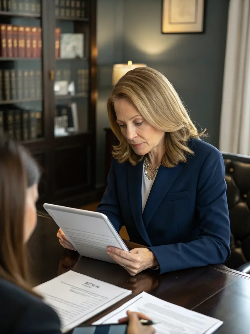A compliance officer reviewing healthcare regulations and documentation, emphasizing the importance of compliance in healthcare staffing.